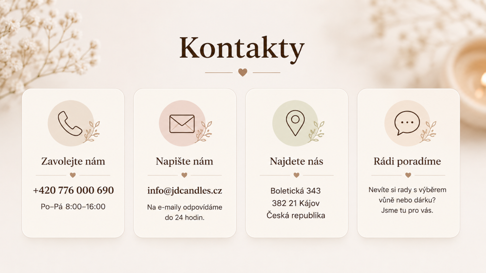 JD Candles kontaktní údaje